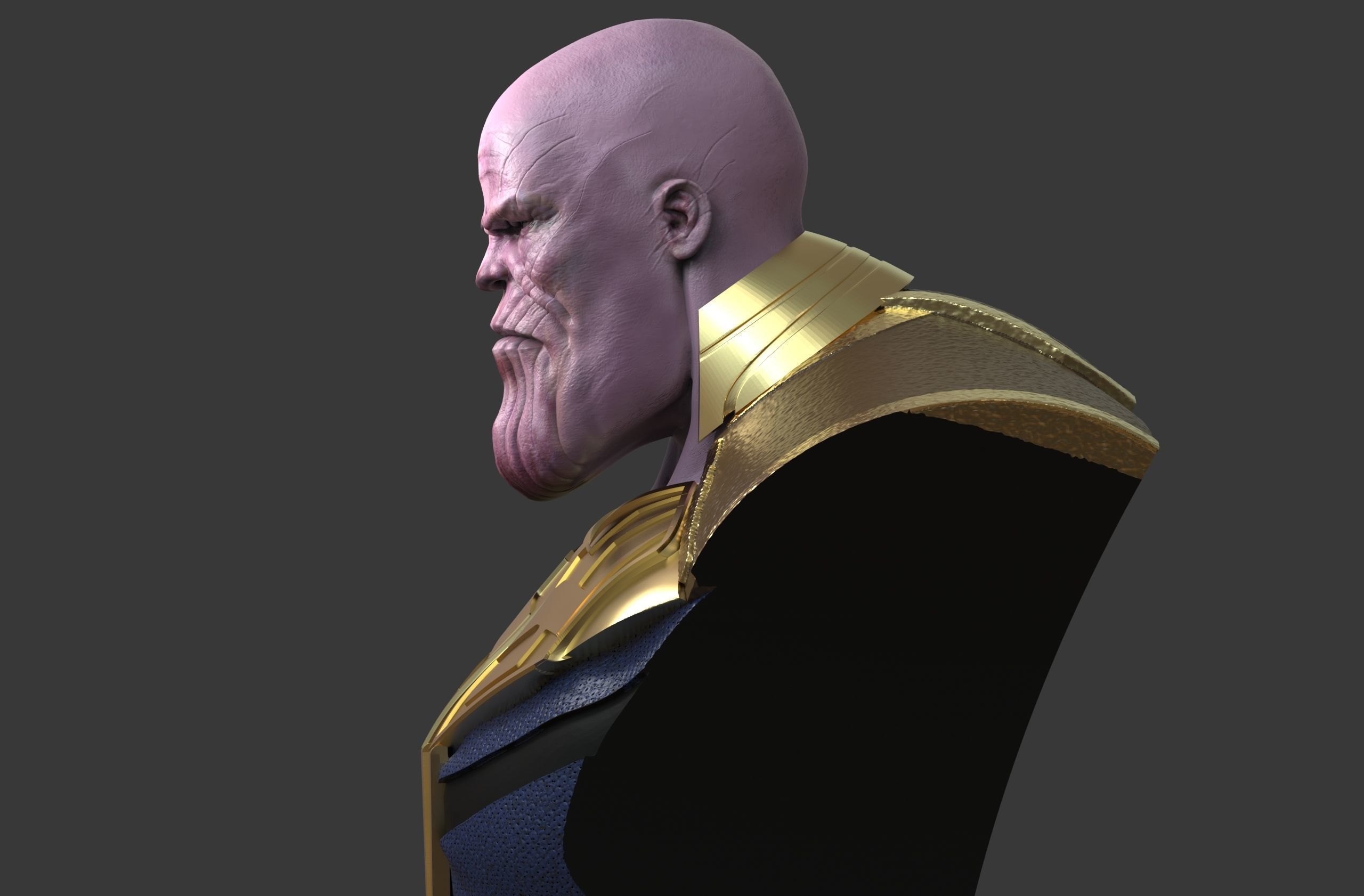 Thanos bust of character gold 3D print model_12