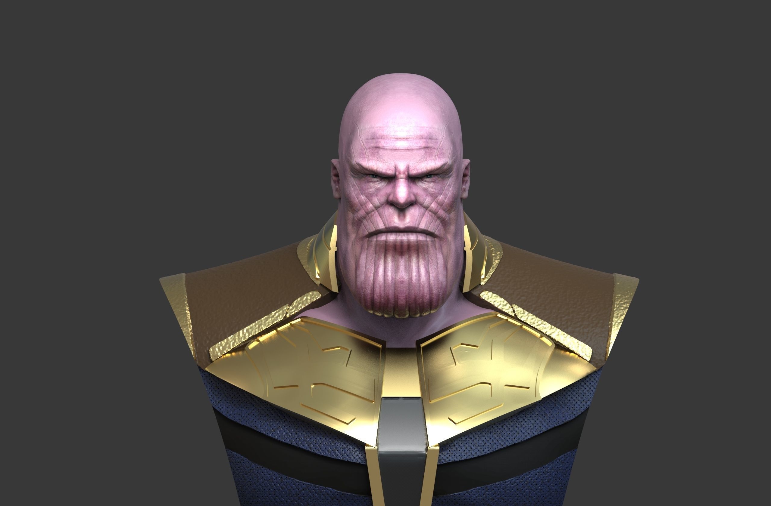 Thanos bust of character gold 3D print model_1
