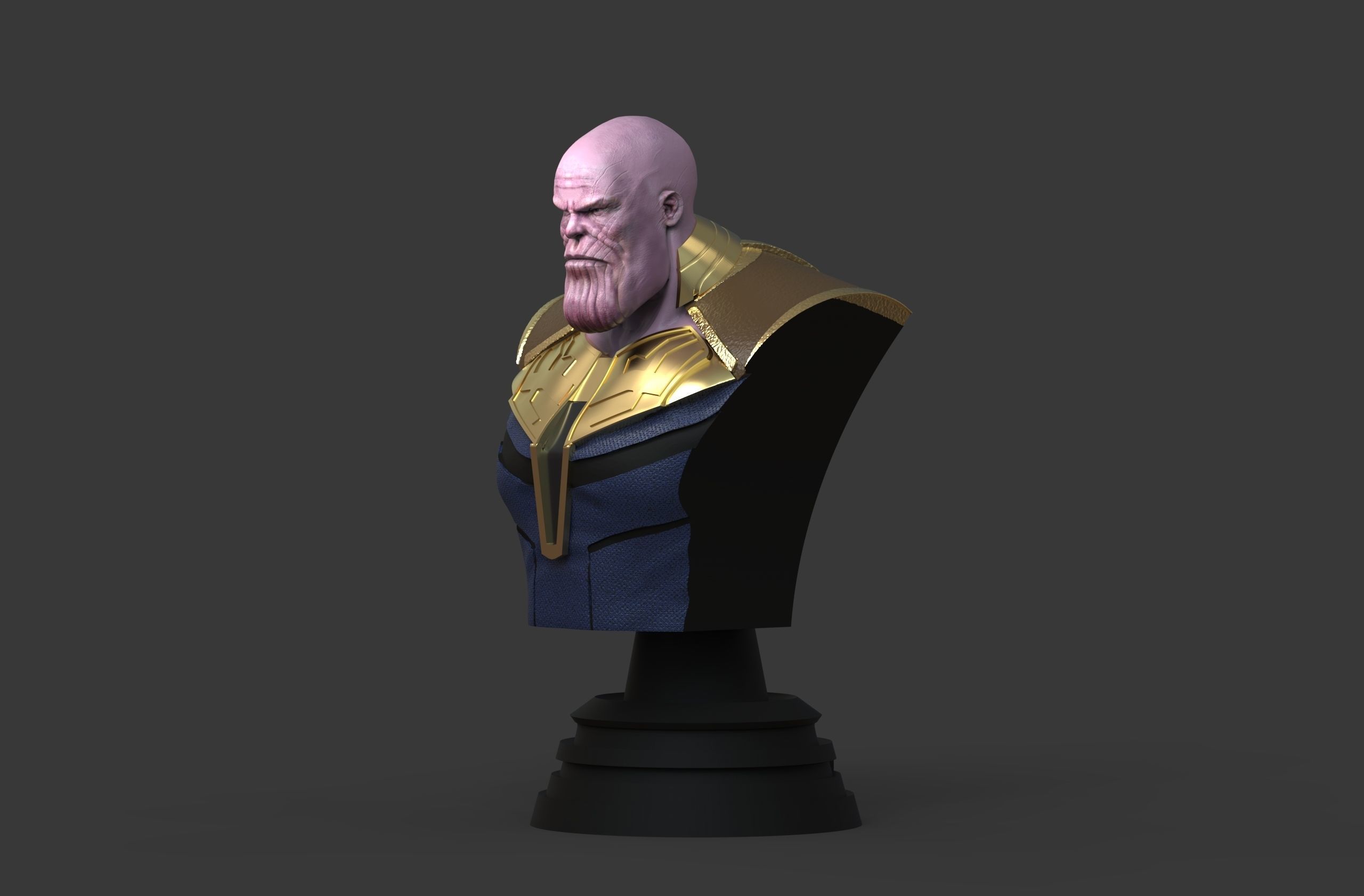 Thanos bust of character gold 3D print model_3