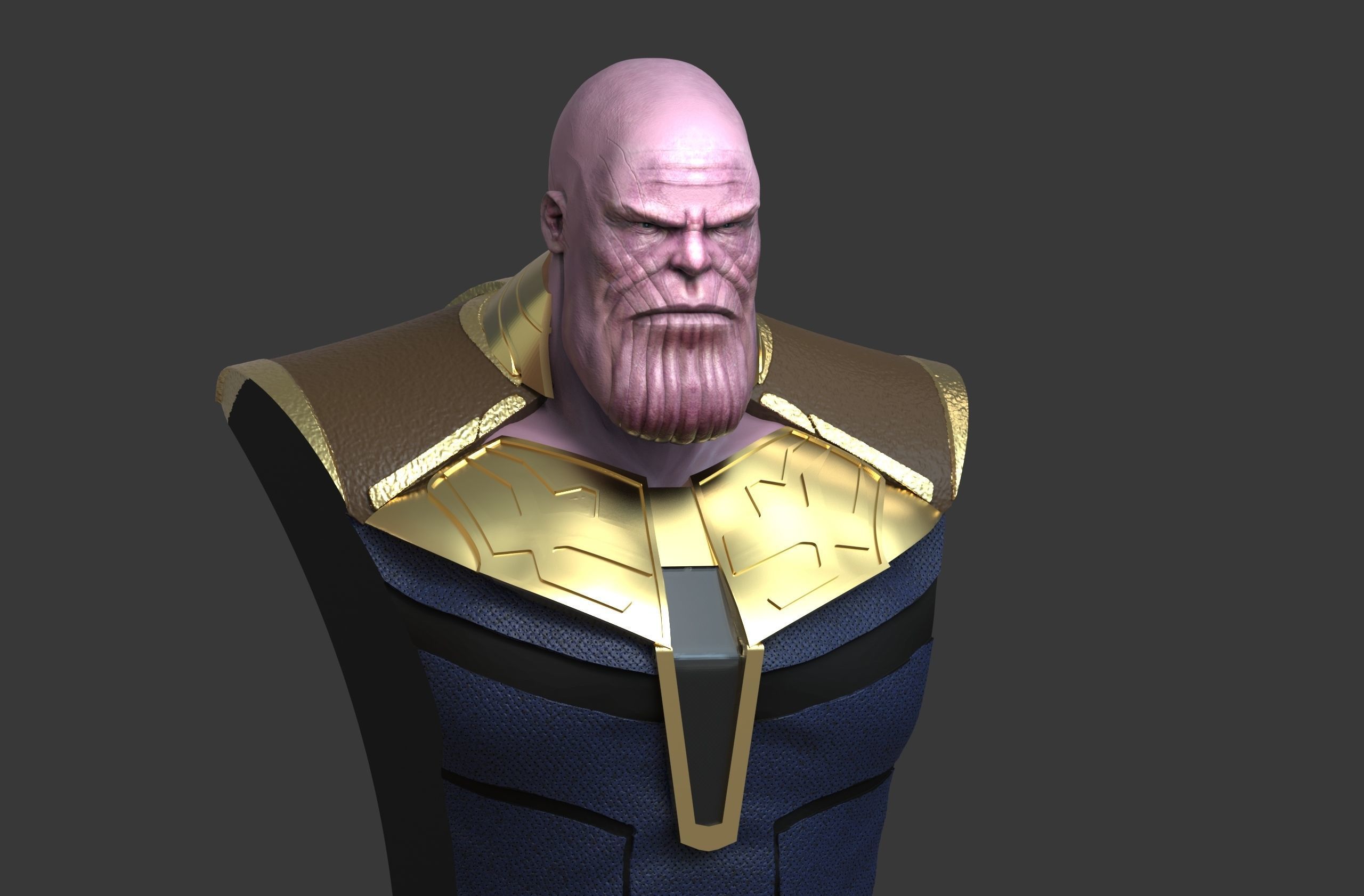 Thanos bust of character gold 3D print model_8