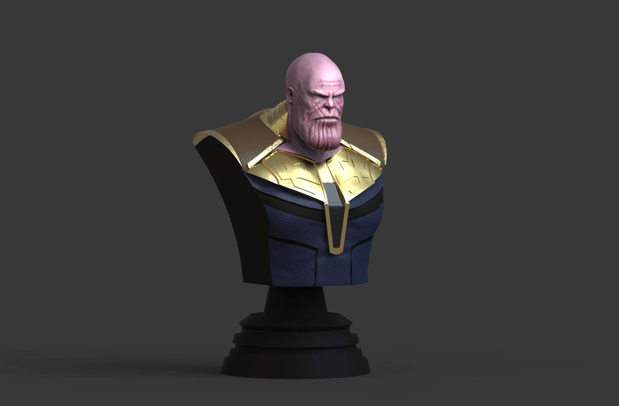 Thanos bust of character gold 3D print model_7