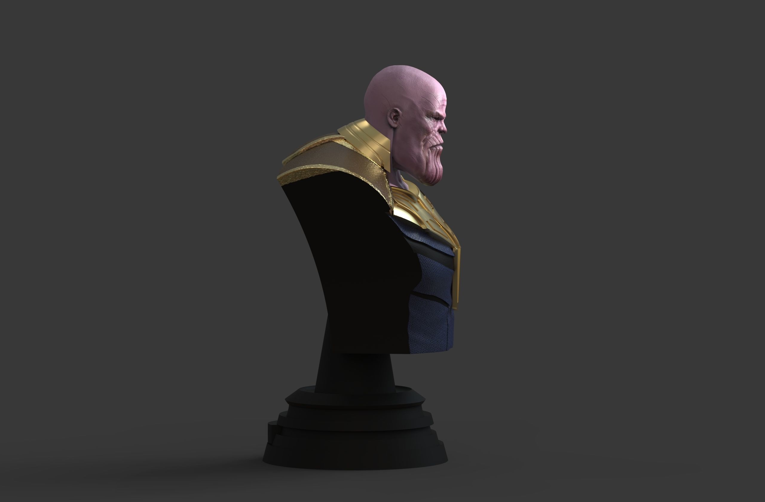 Thanos bust of character gold 3D print model_6