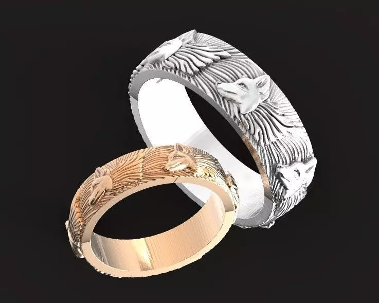 Fox ring woman and man wedding ring 762 3D print model