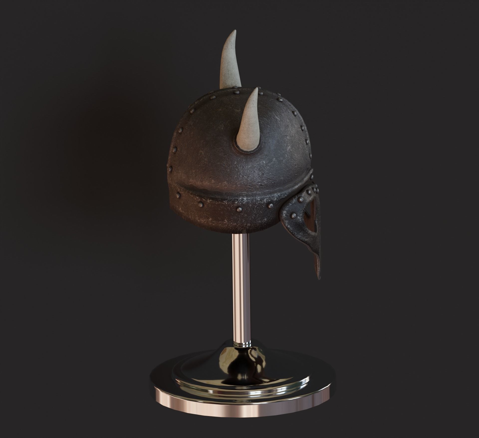 Viking helmet Low-poly 3D model_2