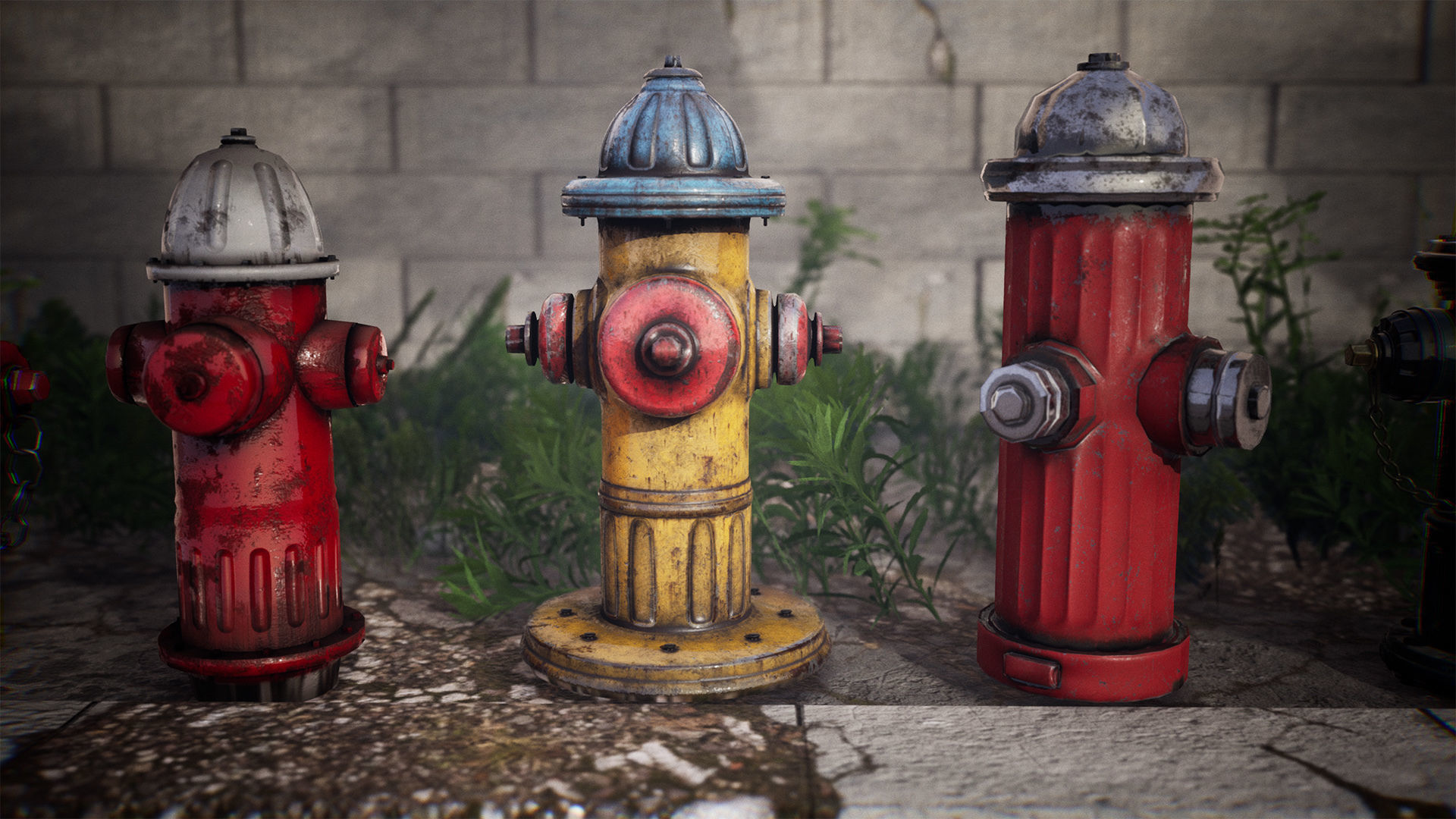 Fire Hydrants  20 Variations Low-poly 3D model_9