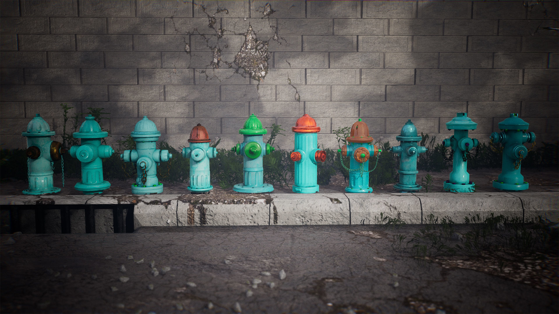Fire Hydrants  20 Variations Low-poly 3D model_5