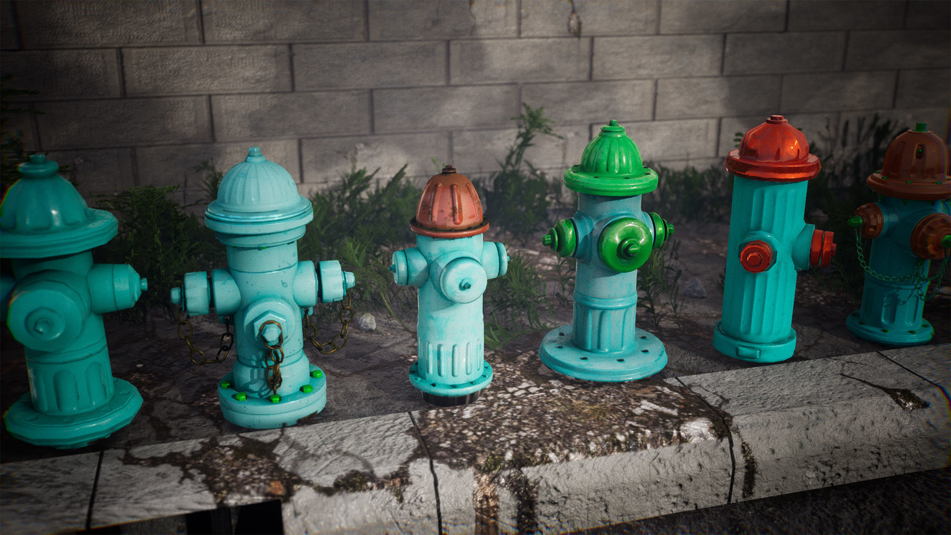 Fire Hydrants  20 Variations Low-poly 3D model_3