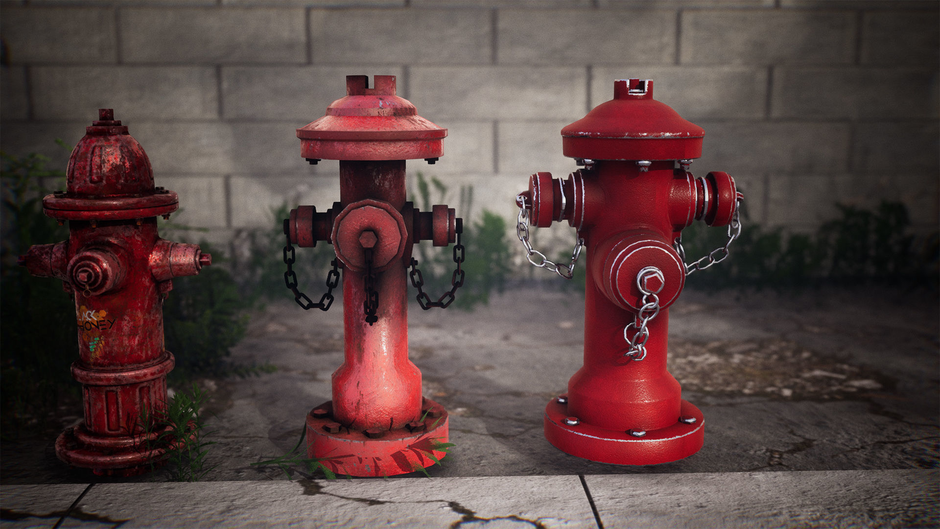Fire Hydrants  20 Variations Low-poly 3D model_7