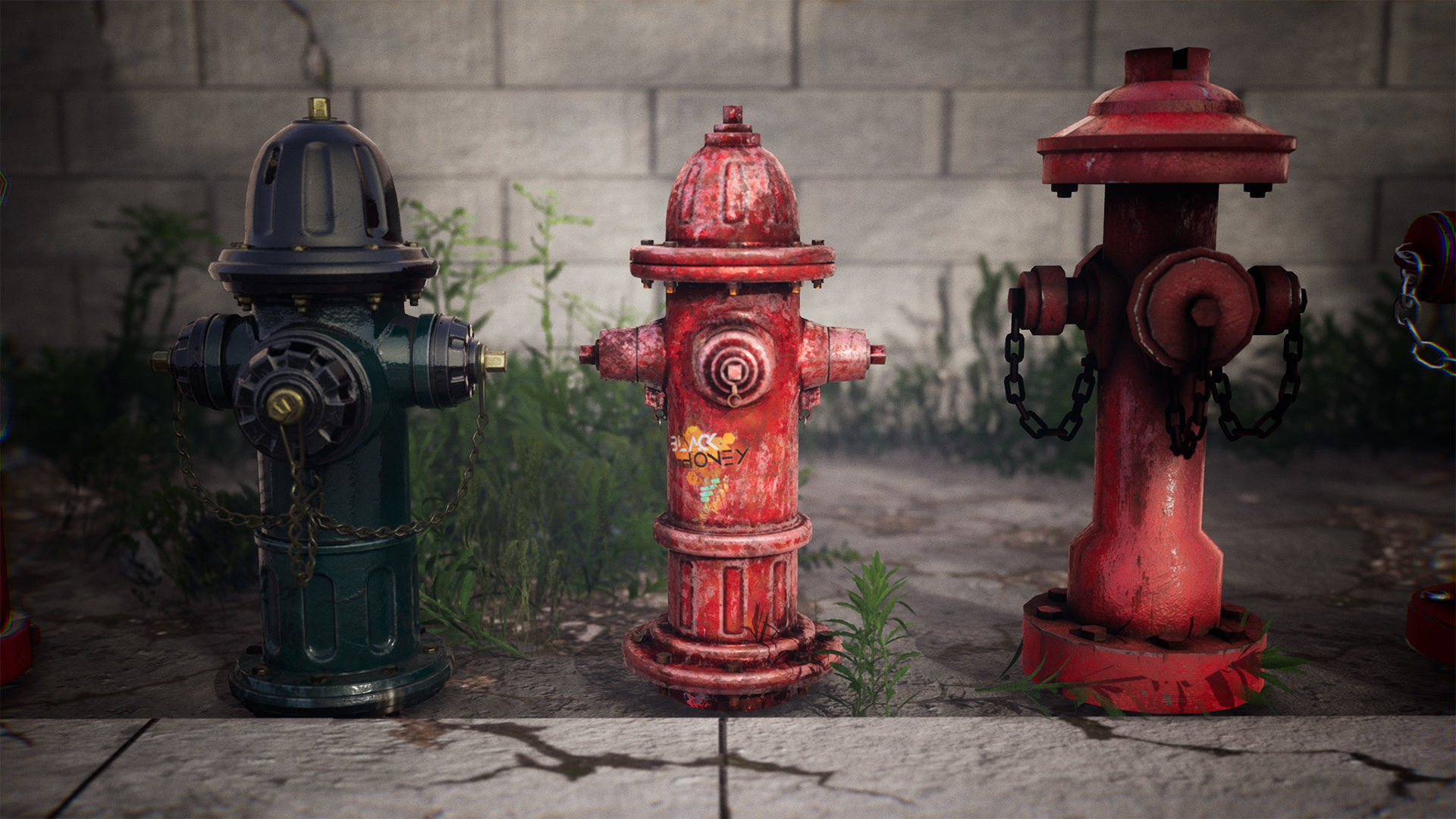 Fire Hydrants  20 Variations Low-poly 3D model_8