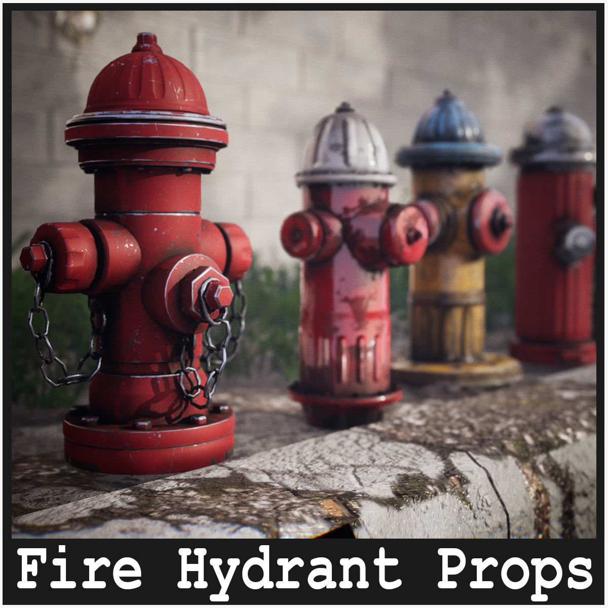 Fire Hydrants  20 Variations Low-poly 3D model_13