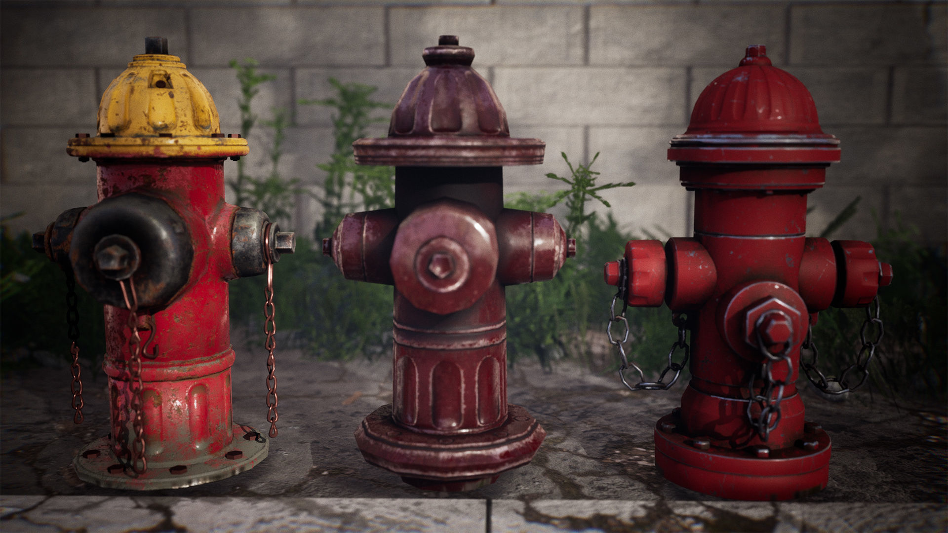 Fire Hydrants  20 Variations Low-poly 3D model_10