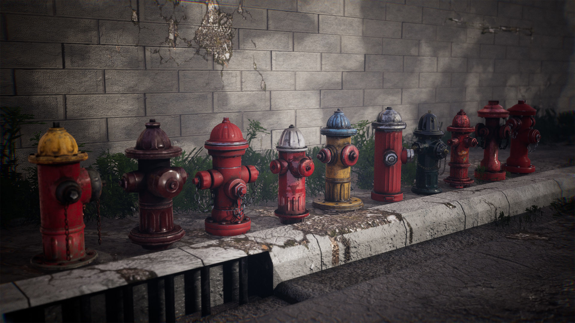 Fire Hydrants  20 Variations Low-poly 3D model_11
