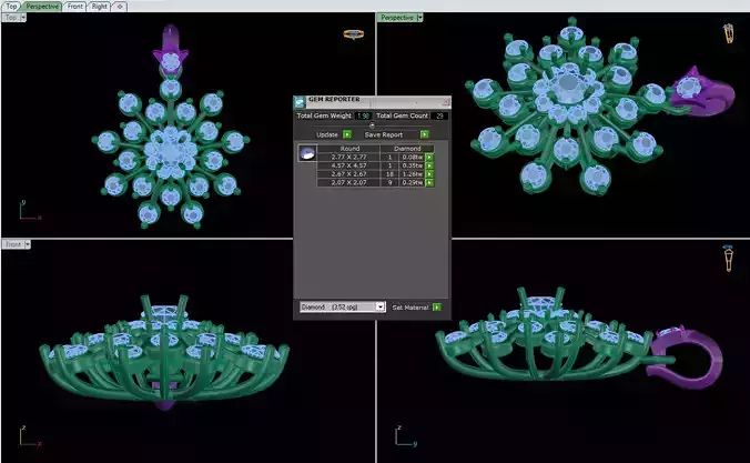 pendant snowflake with flowers