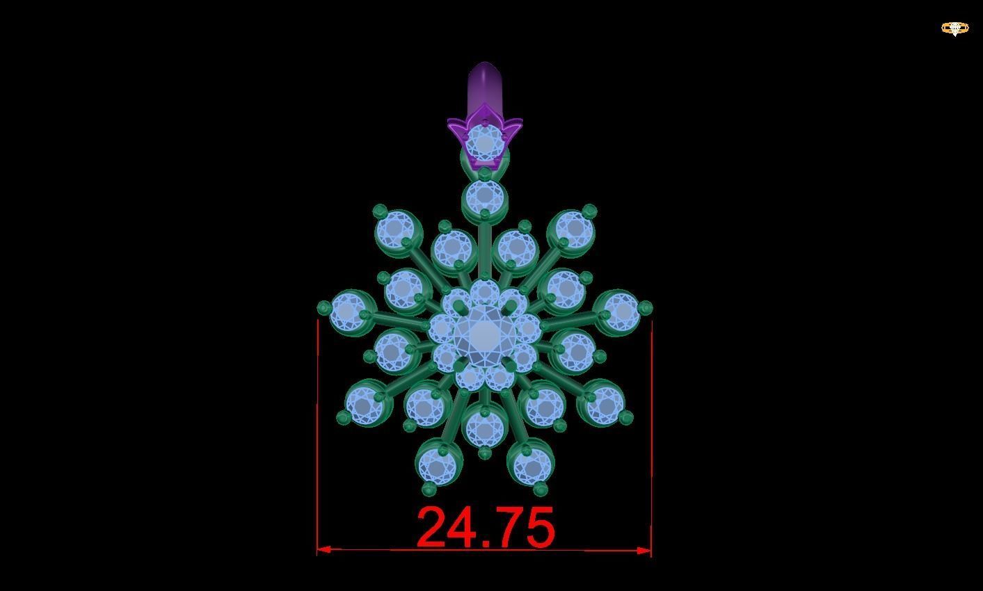 pendant snowflake with flowers 3D print model_1