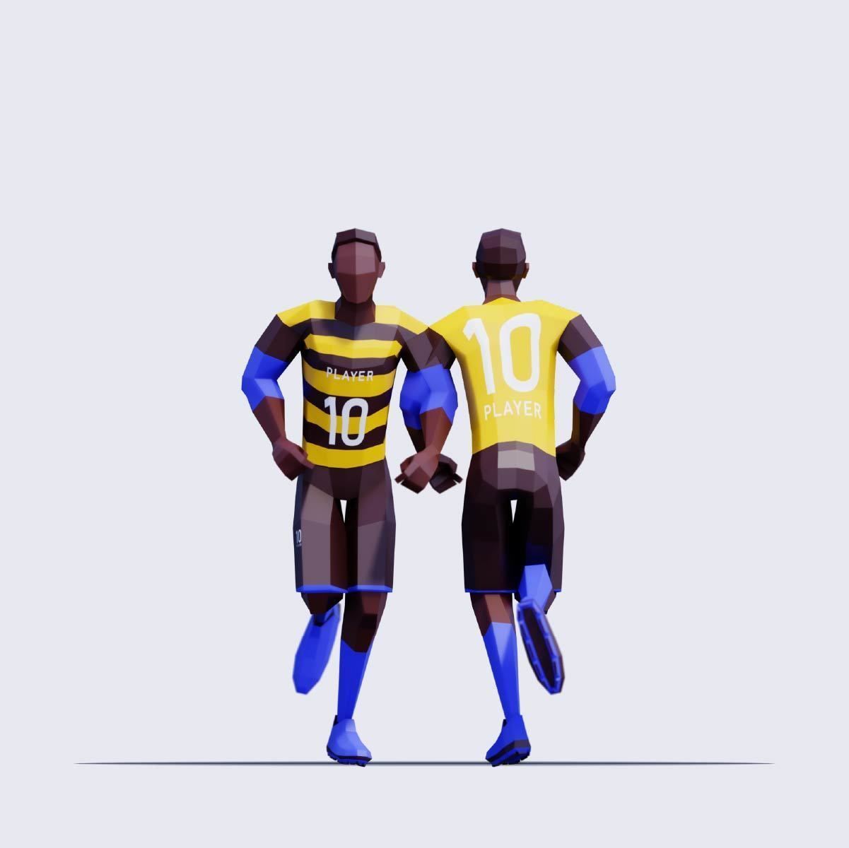 Soccer Players - Animated and Rigged Low-poly 3D model_7