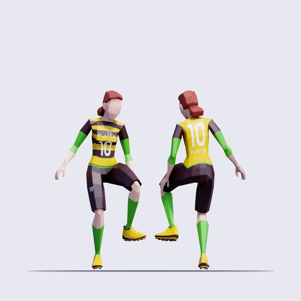 Soccer Players - Animated and Rigged Low-poly 3D model_4