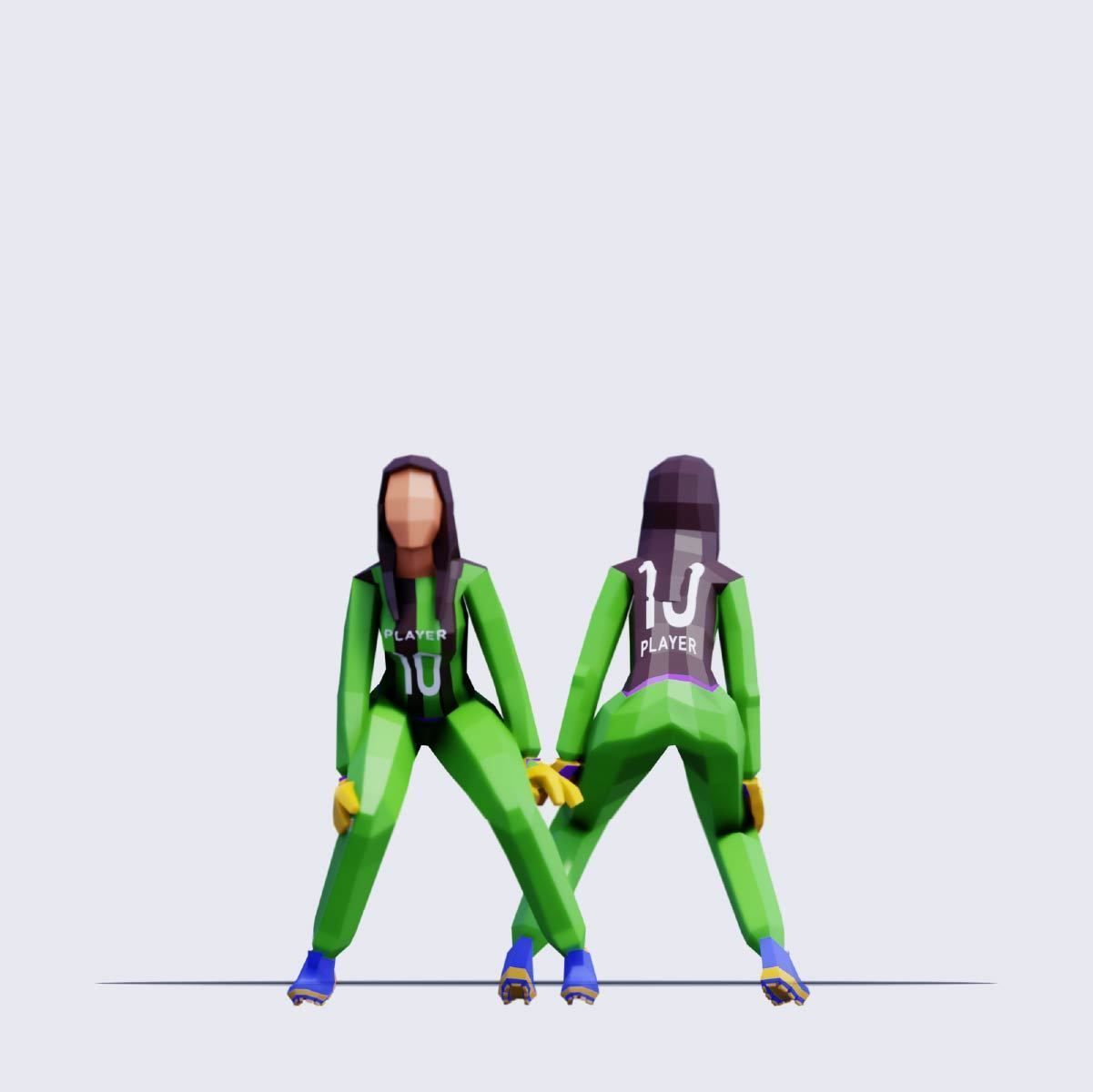 Soccer Players - Animated and Rigged Low-poly 3D model_3