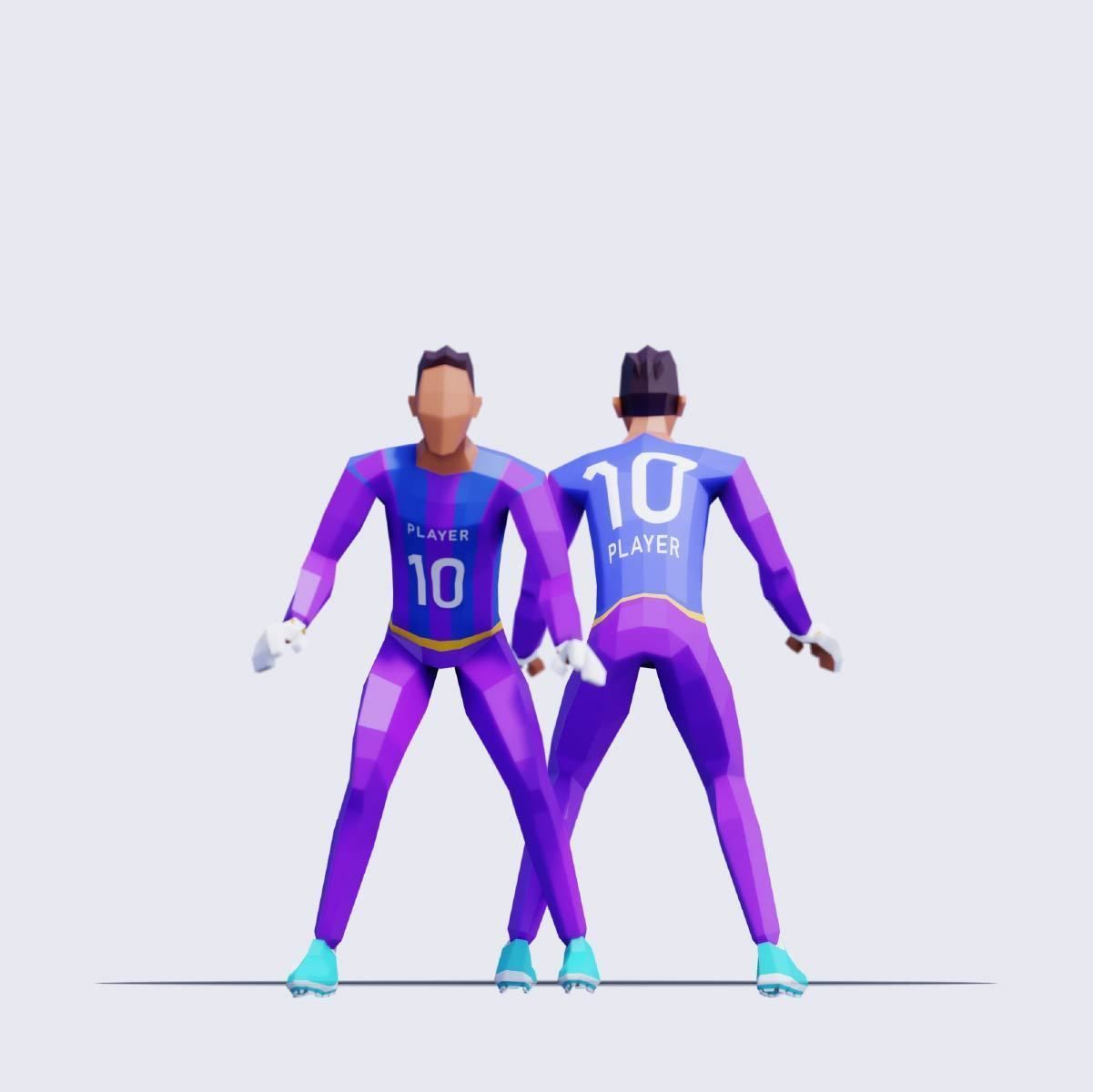 Soccer Players - Animated and Rigged Low-poly 3D model_8
