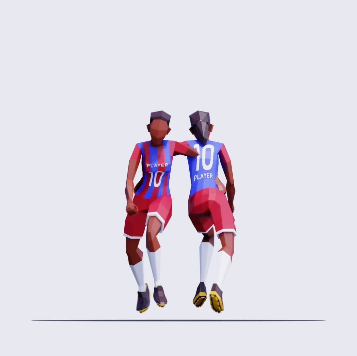 Soccer Players - Animated and Rigged Low-poly 3D model_5