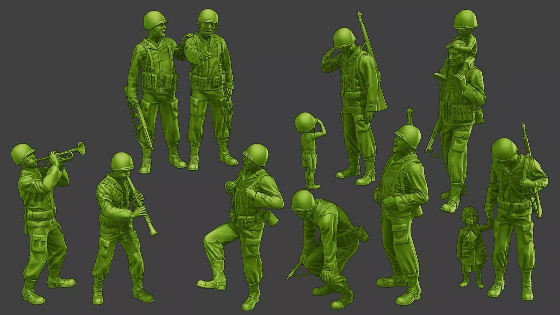 American soldiers ww2 A15 Pack 1 3D Model Collection_0