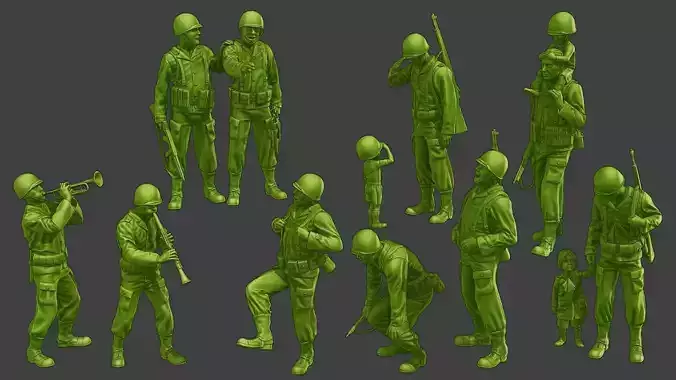 American soldiers ww2 A15 Pack 1 3D Model Collection