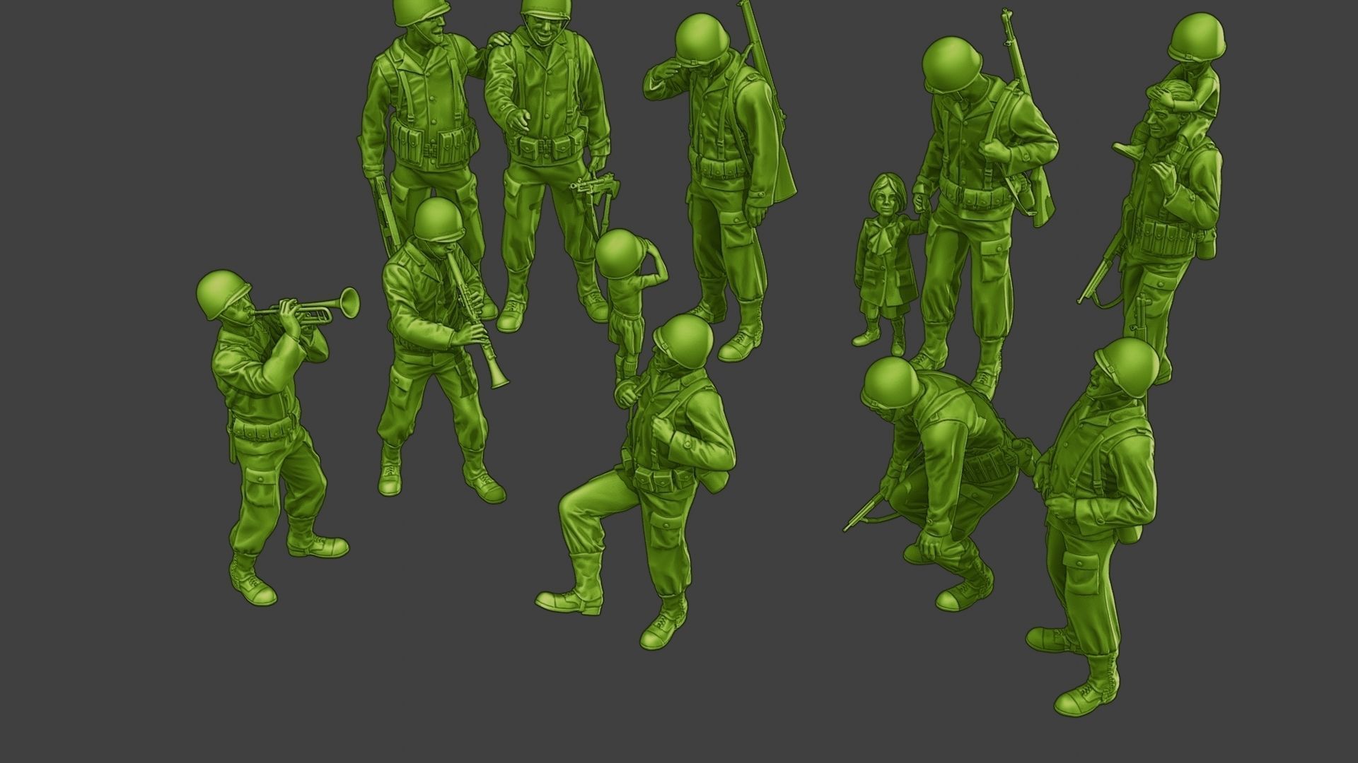 American soldiers ww2 A15 Pack 1 3D Model Collection_21