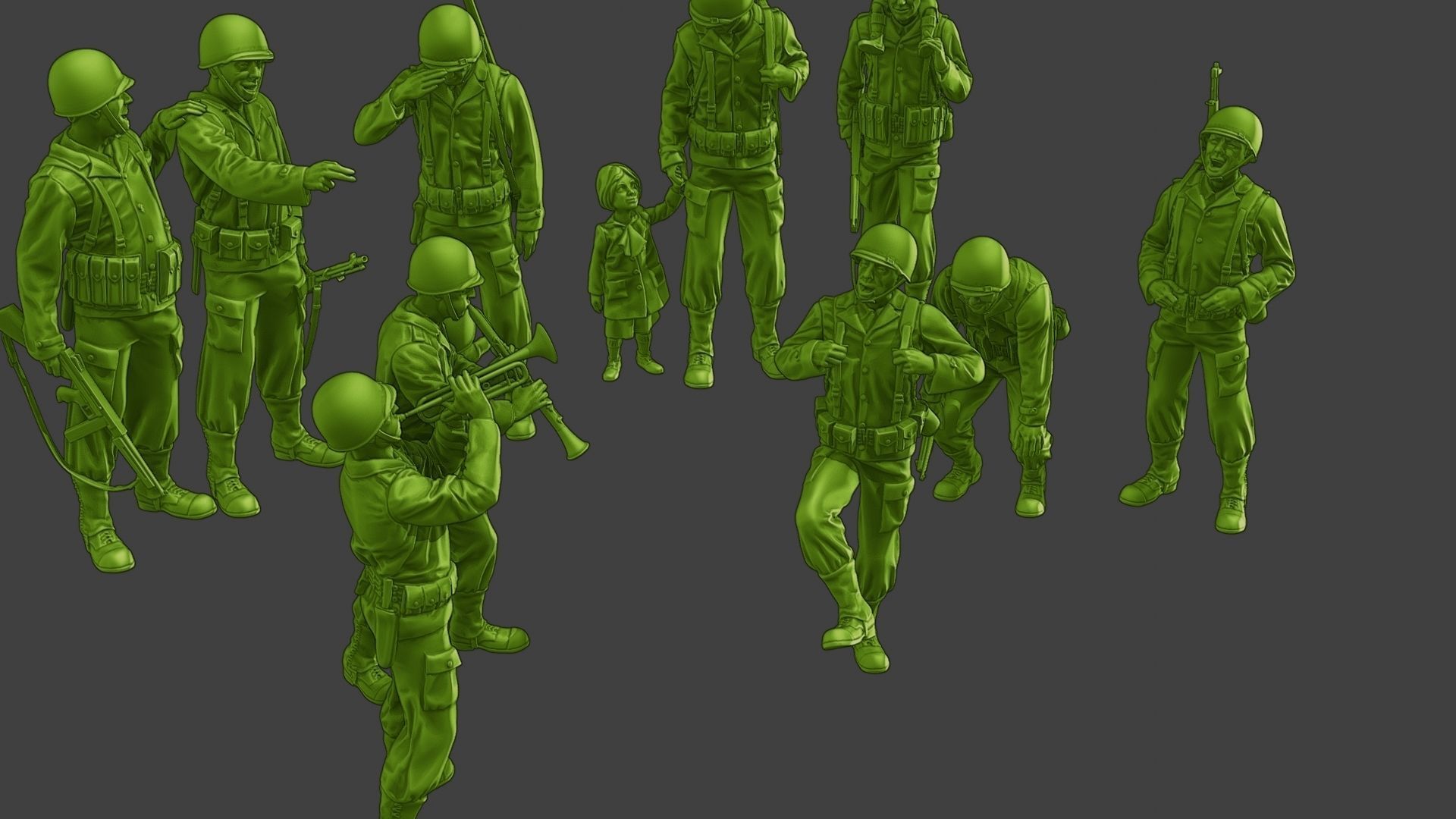 American soldiers ww2 A15 Pack 1 3D Model Collection_14