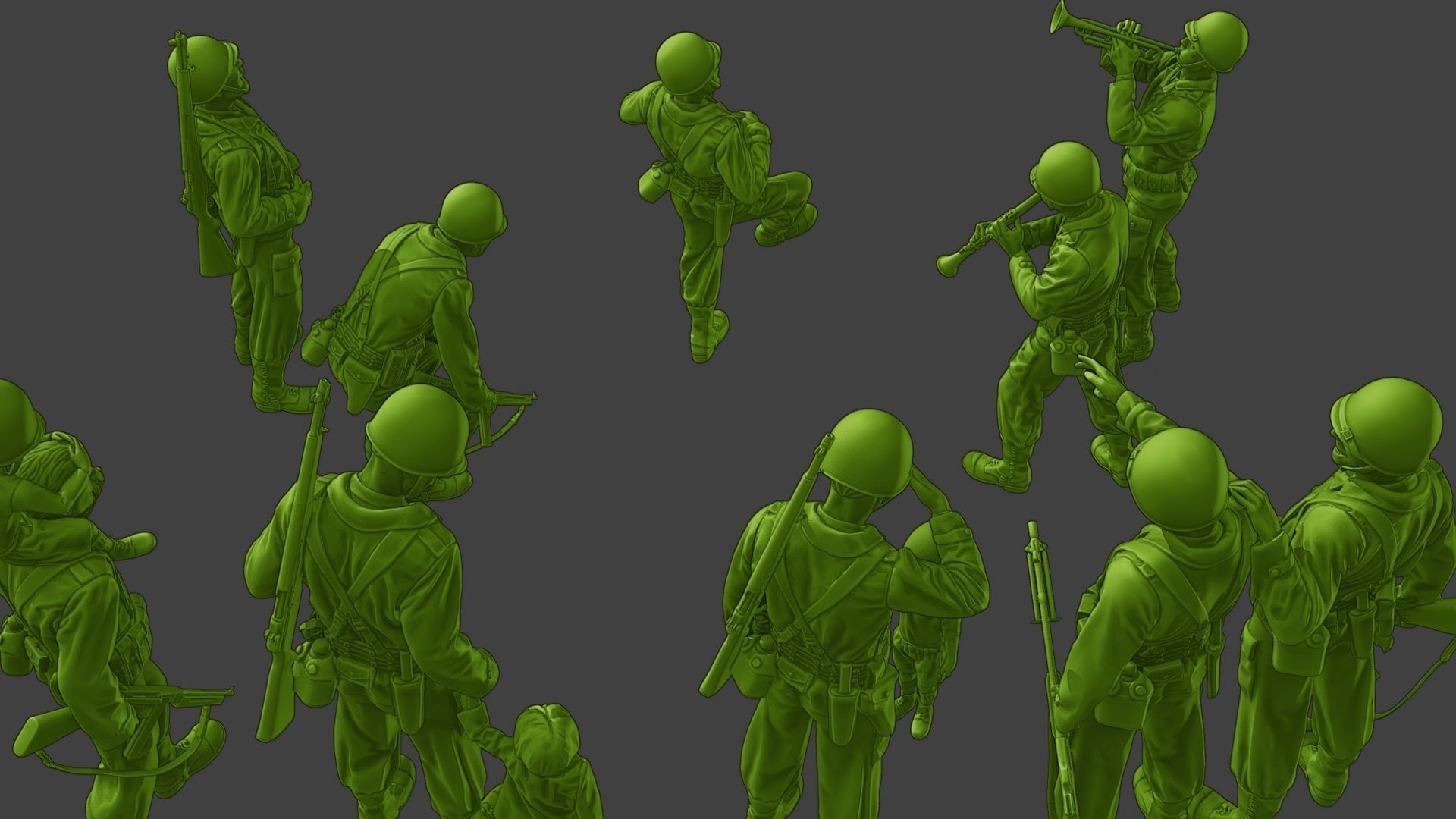 American soldiers ww2 A15 Pack 1 3D Model Collection_12