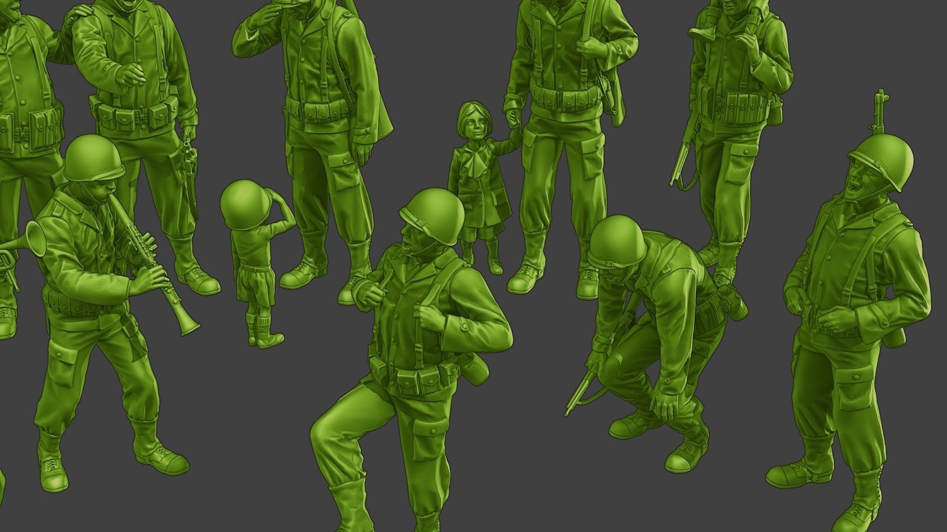 American soldiers ww2 A15 Pack 1 3D Model Collection_11