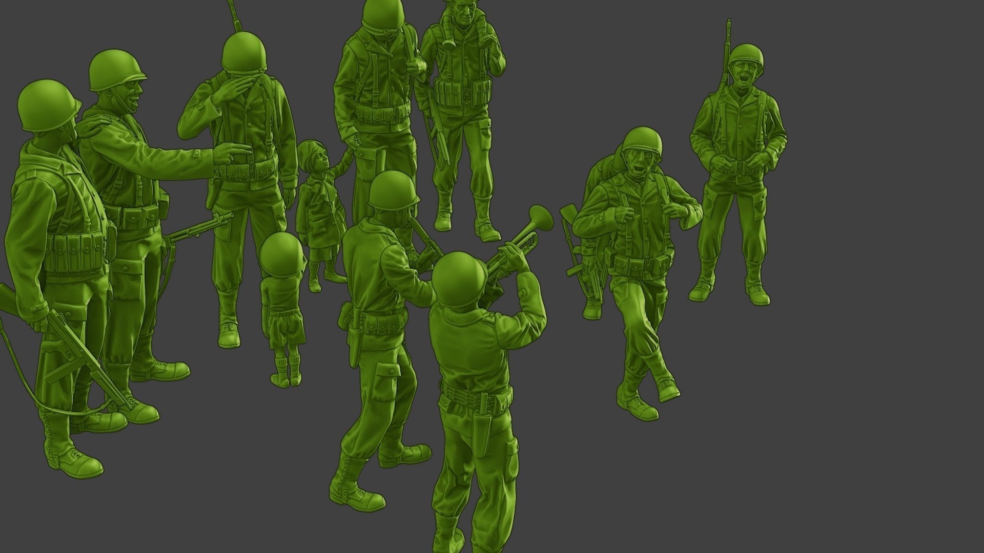 American soldiers ww2 A15 Pack 1 3D Model Collection_30