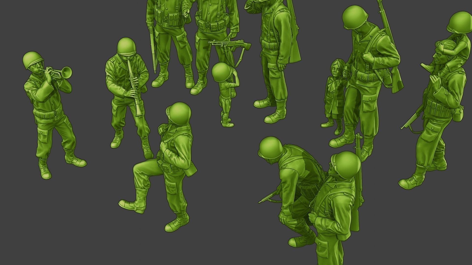 American soldiers ww2 A15 Pack 1 3D Model Collection_27