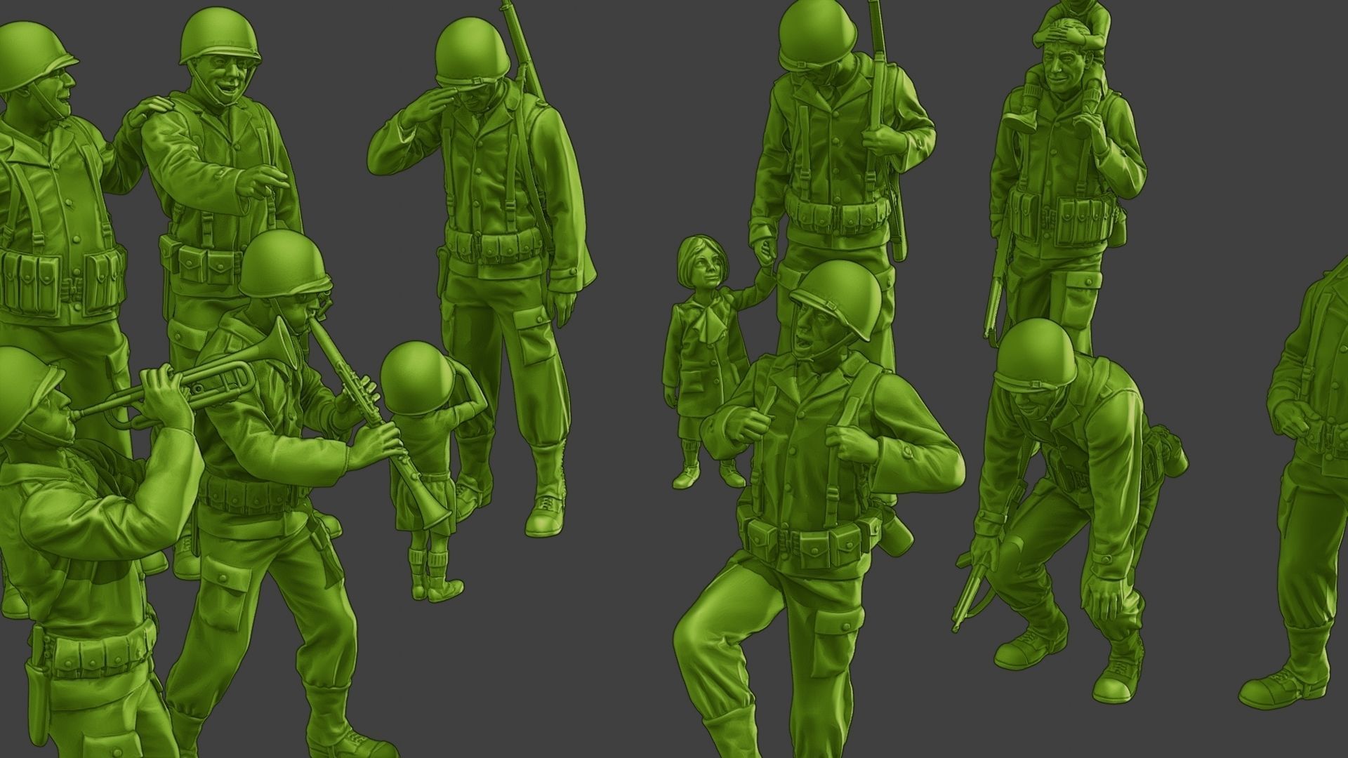 American soldiers ww2 A15 Pack 1 3D Model Collection_26