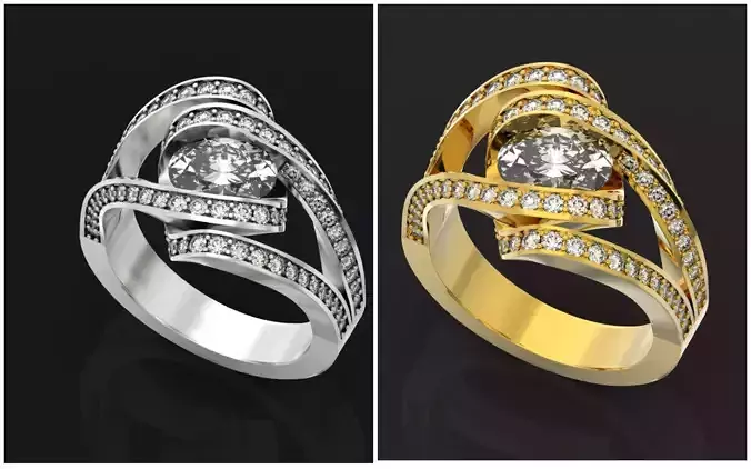 engagement ring two tone oval cut 763