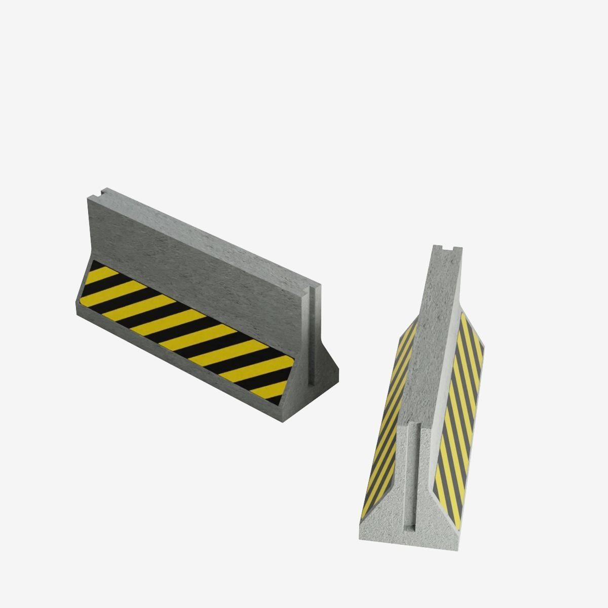 Concrete Barrier  Low-poly 3D model_9
