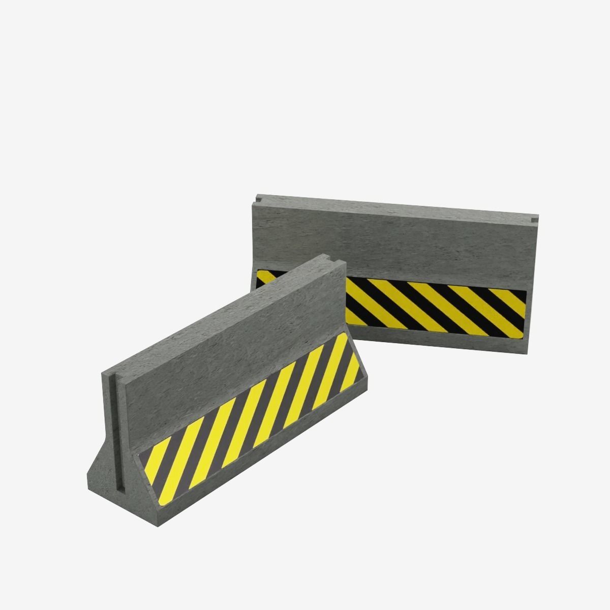 Concrete Barrier  Low-poly 3D model_6