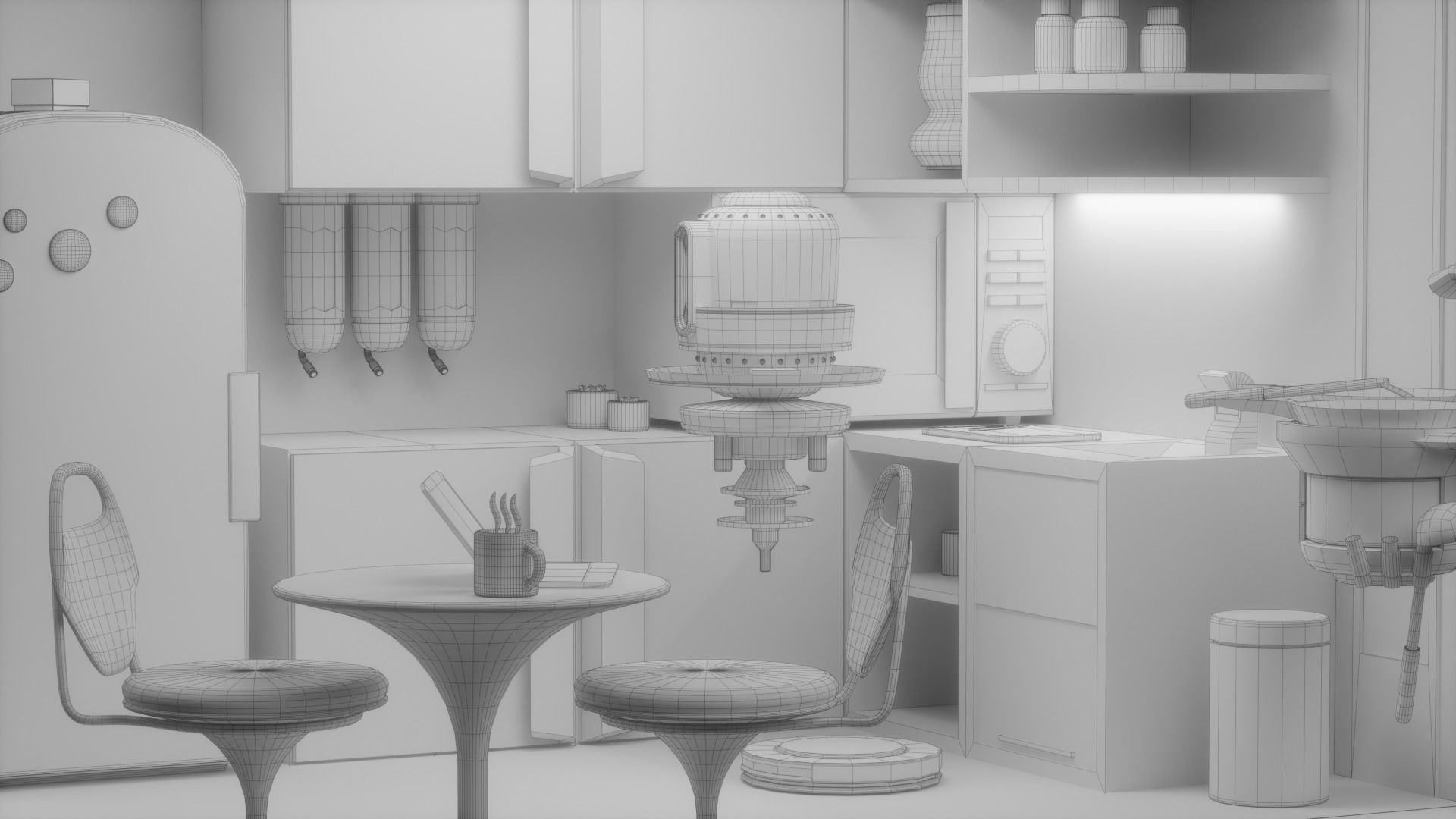Isometric Lowpoly Future Kitchen Room  Low-poly 3D model_6