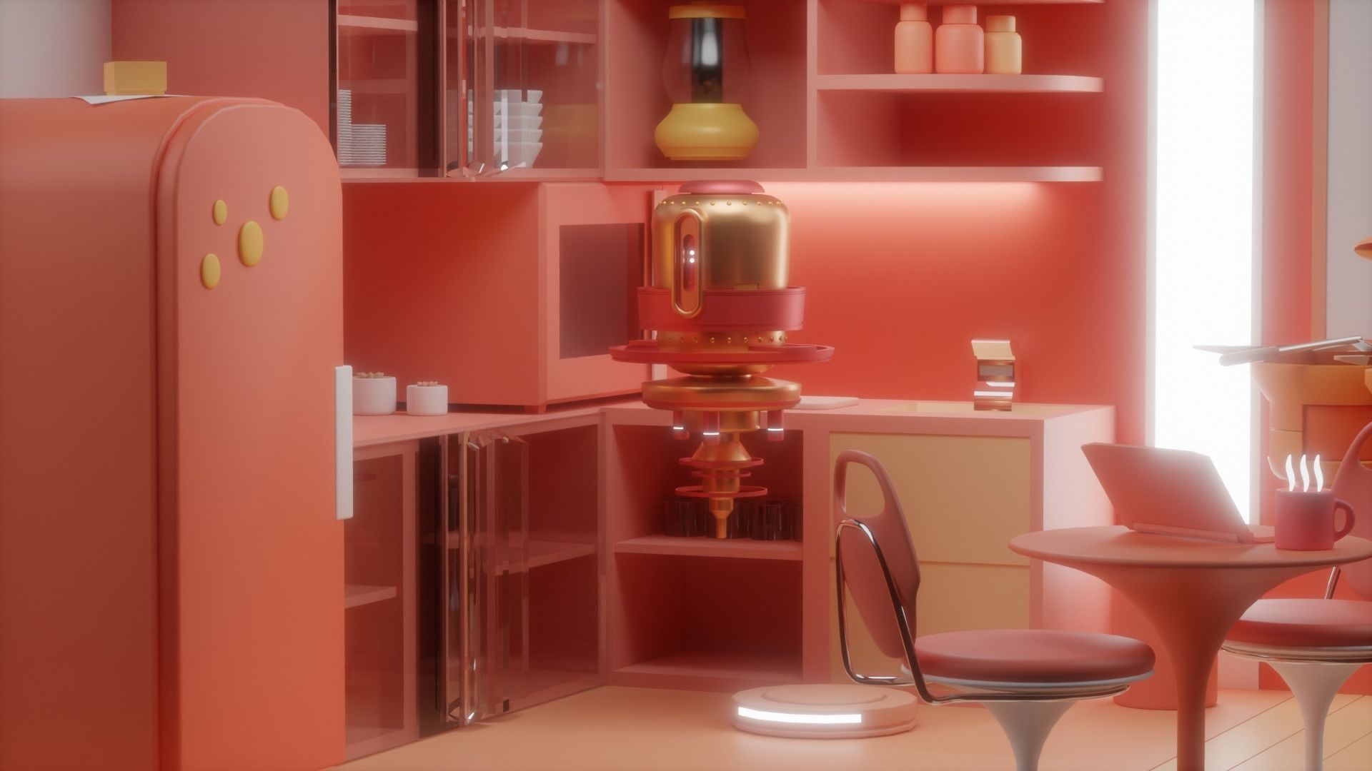 Isometric Lowpoly Future Kitchen Room  Low-poly 3D model_5