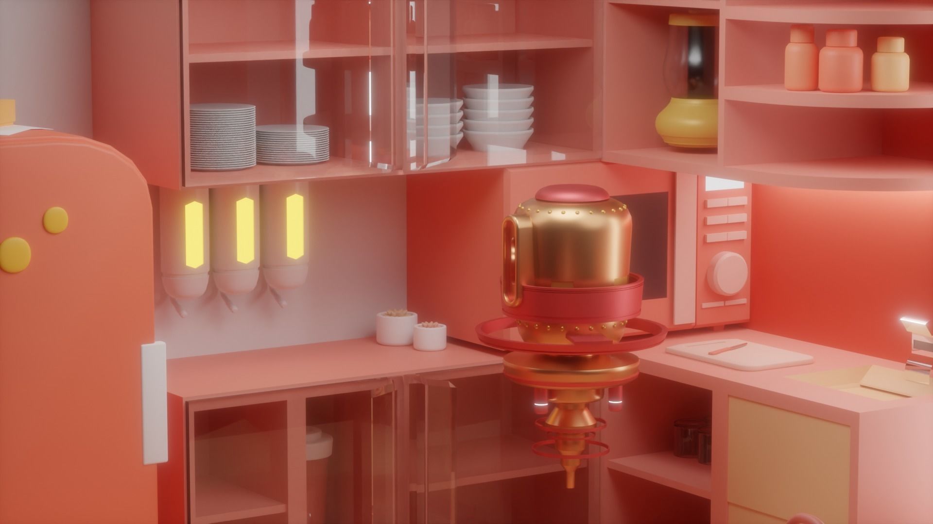 Isometric Lowpoly Future Kitchen Room  Low-poly 3D model_10