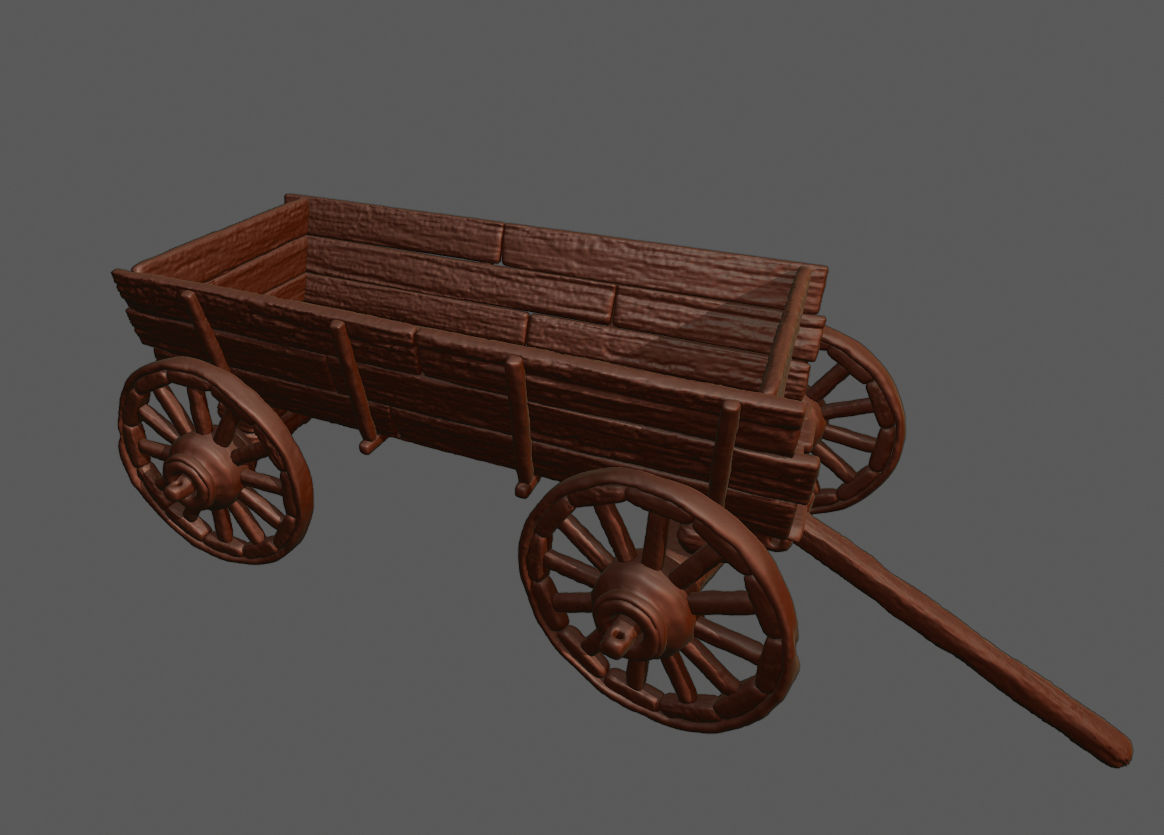 Carriage 3D Print wooden wagon 3D print model_4