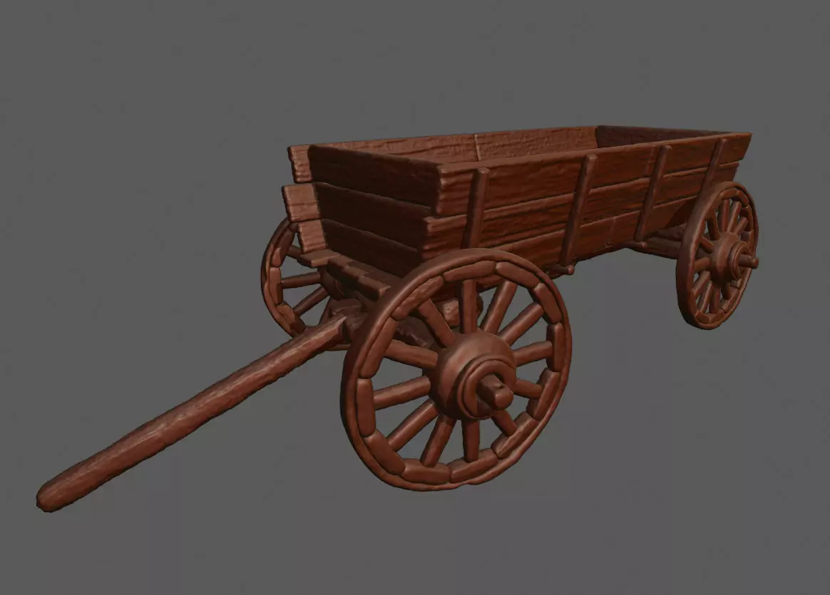 Carriage 3D Print wooden wagon 3D print model_0