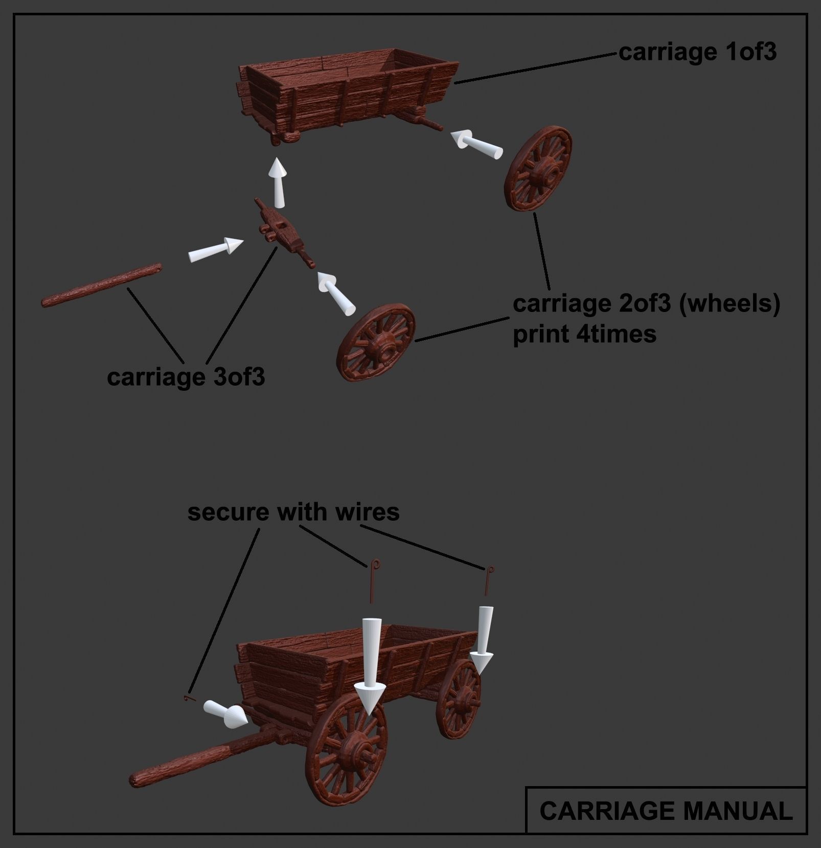 Carriage 3D Print wooden wagon 3D print model_8