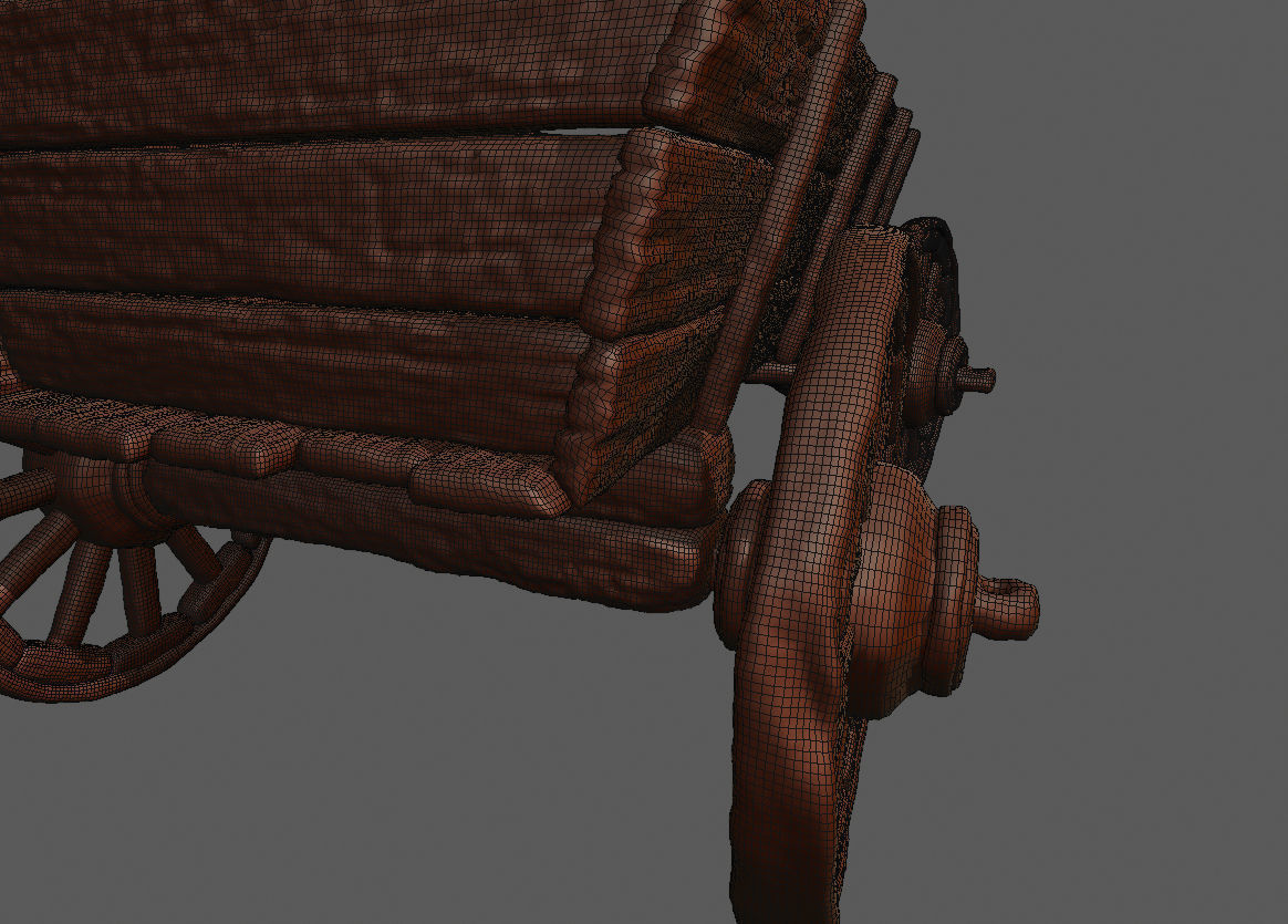 Carriage 3D Print wooden wagon 3D print model_7