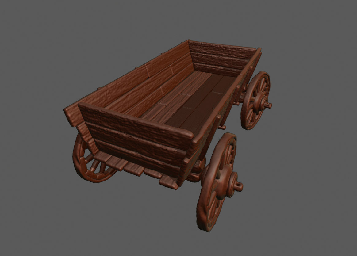 Carriage 3D Print wooden wagon 3D print model_6