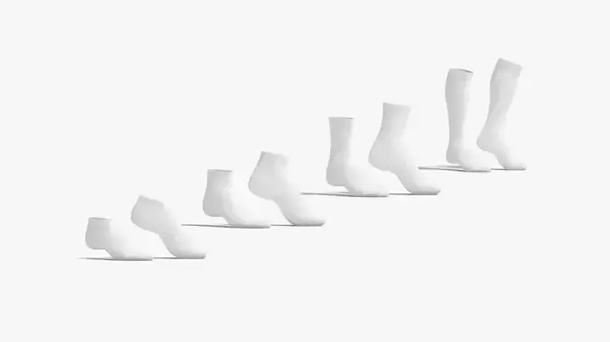 White Socks Pair on tiptoe different shapes - fabric sox 
