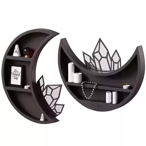 MOON AND CRYSTAL CLUSTER MIRROR SHELF by CopperMoonBoutique
