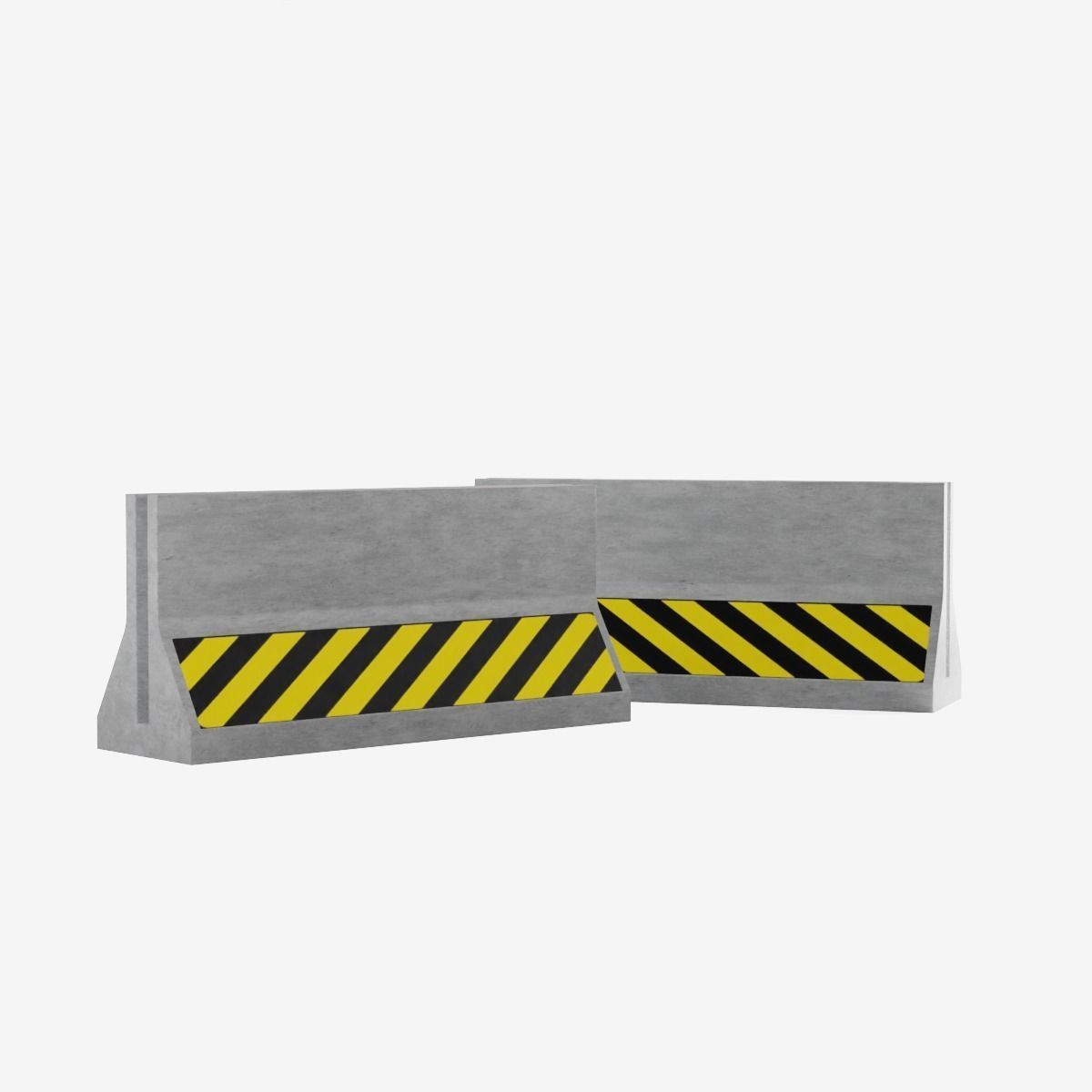 Concrete Barrier Low-poly 3D model_2
