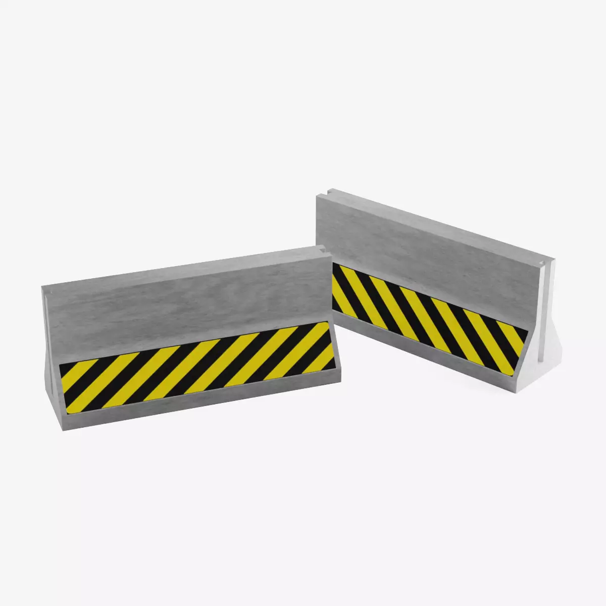 Concrete Barrier Low-poly 3D model_0