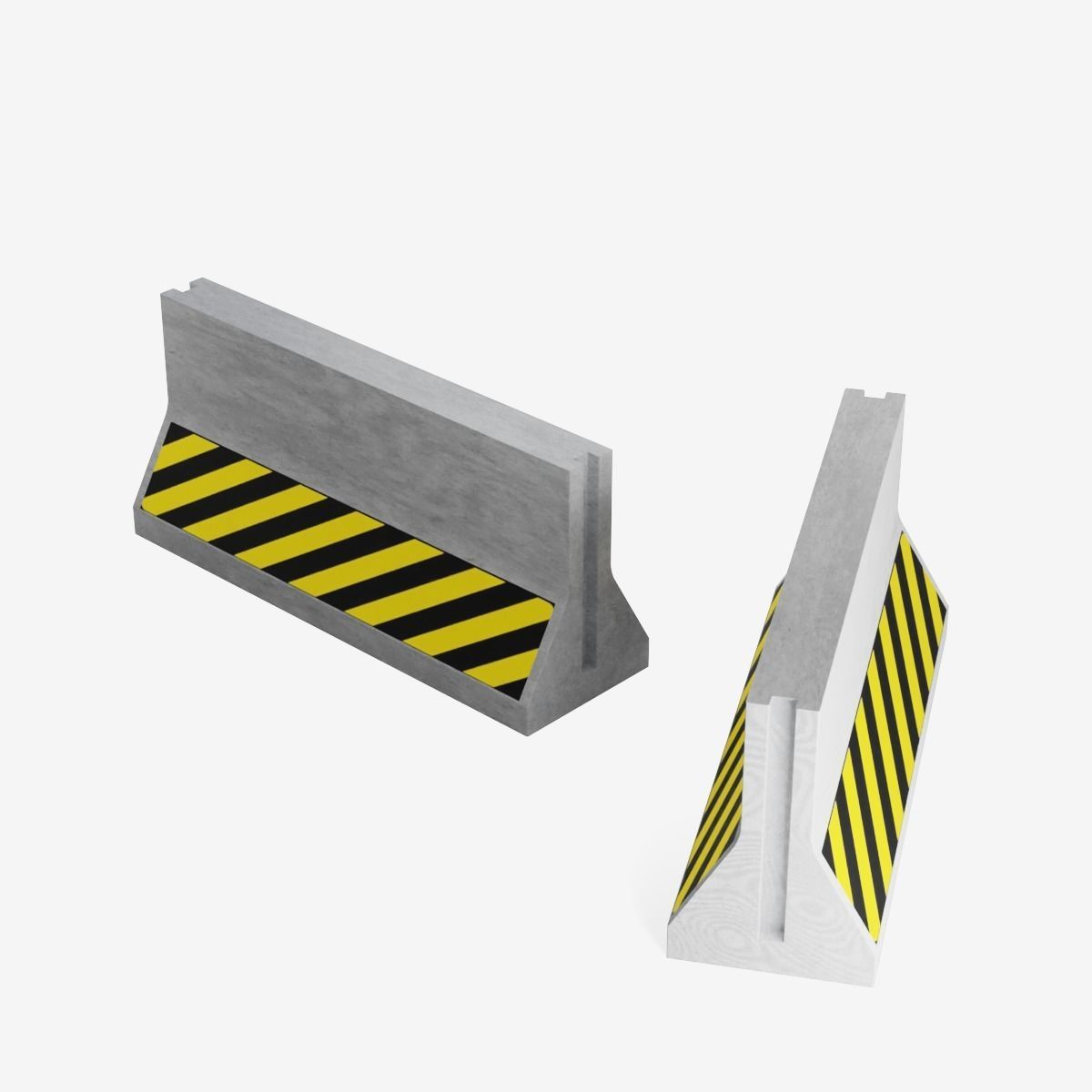 Concrete Barrier Low-poly 3D model_9