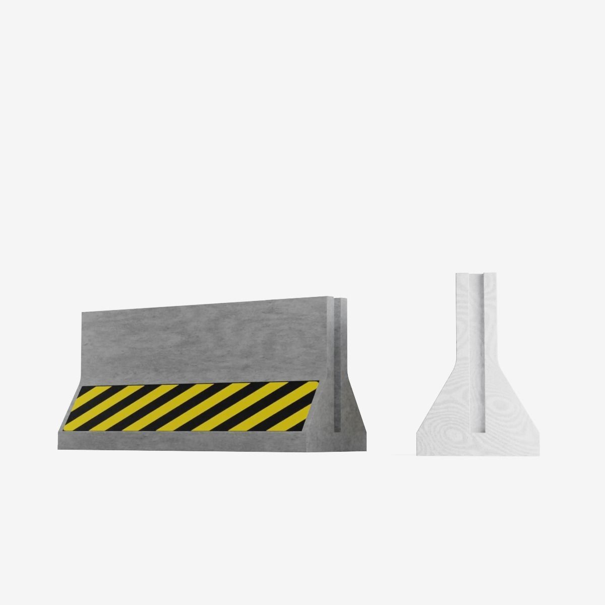 Concrete Barrier Low-poly 3D model_10