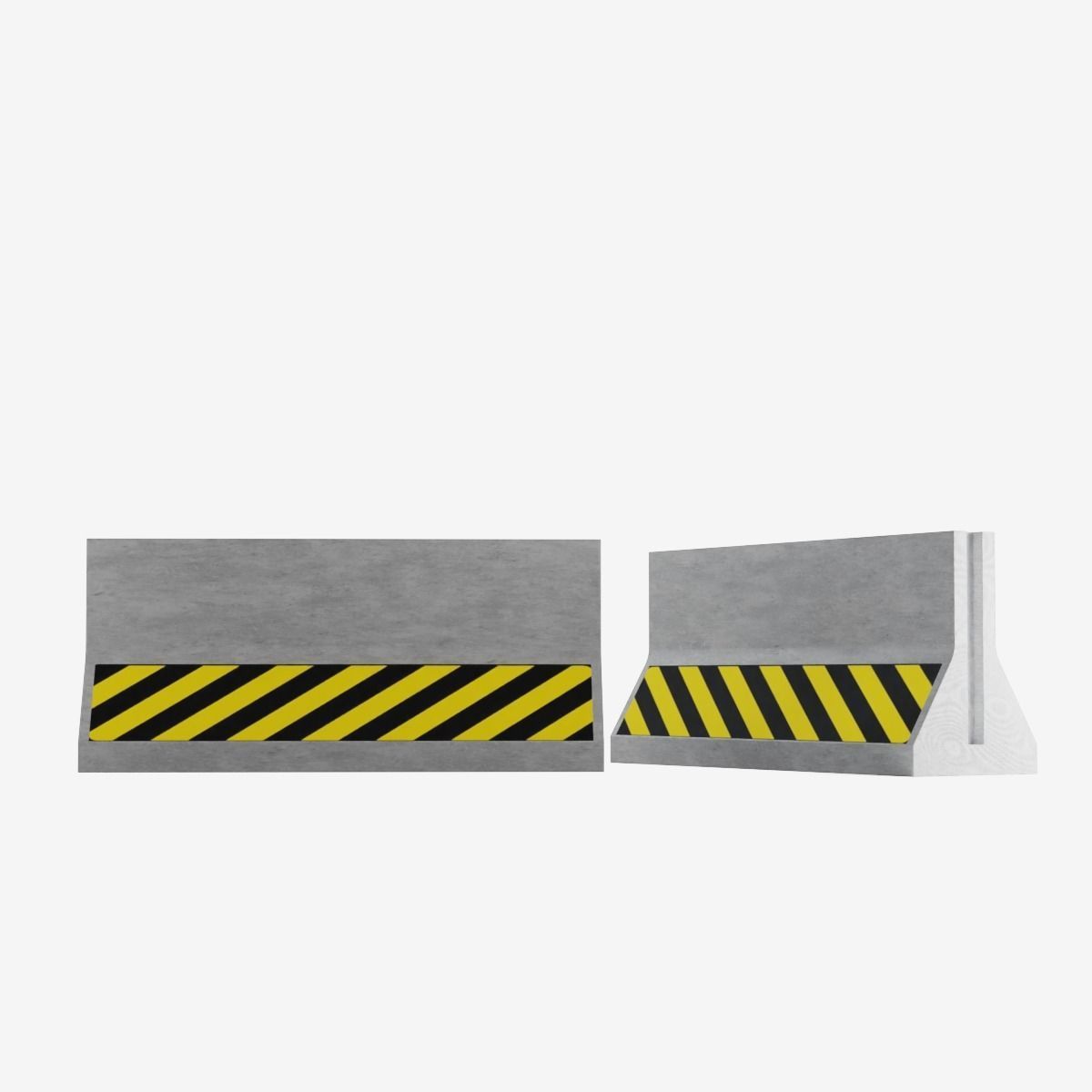 Concrete Barrier Low-poly 3D model_11